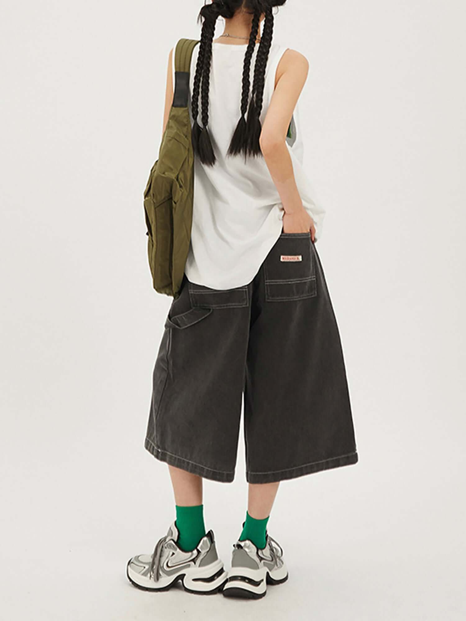 American Retro Loose Wide leg Casual Workwear Jorts Streetwear