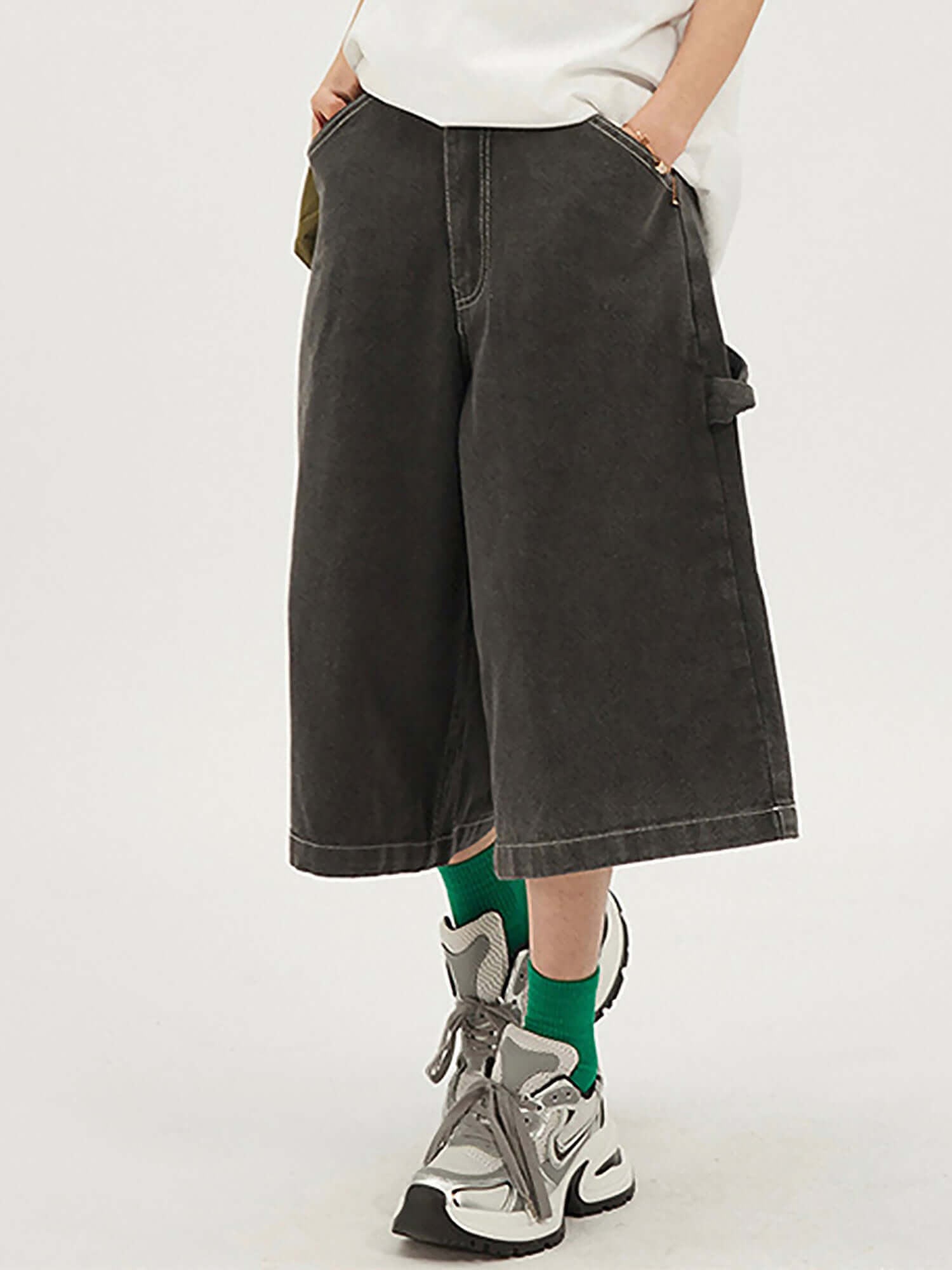 American Retro Loose Wide leg Casual Workwear Jorts Streetwear