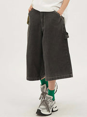 American Retro Loose Wide leg Casual Workwear Jorts Streetwear