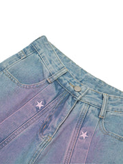 American Retro Spray painted Star Embroidered Jeans Streetwear