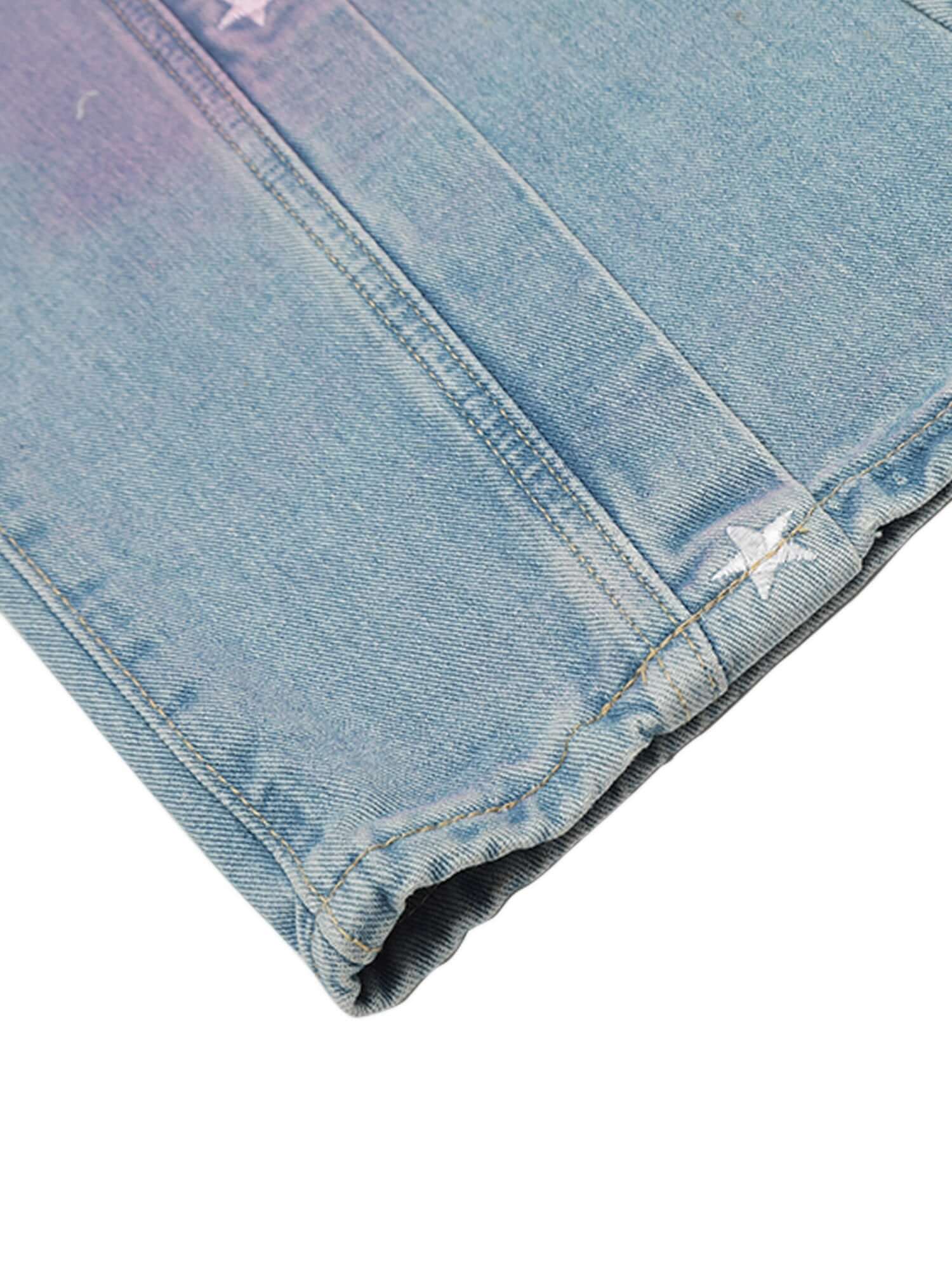 American Retro Spray painted Star Embroidered Jeans Streetwear
