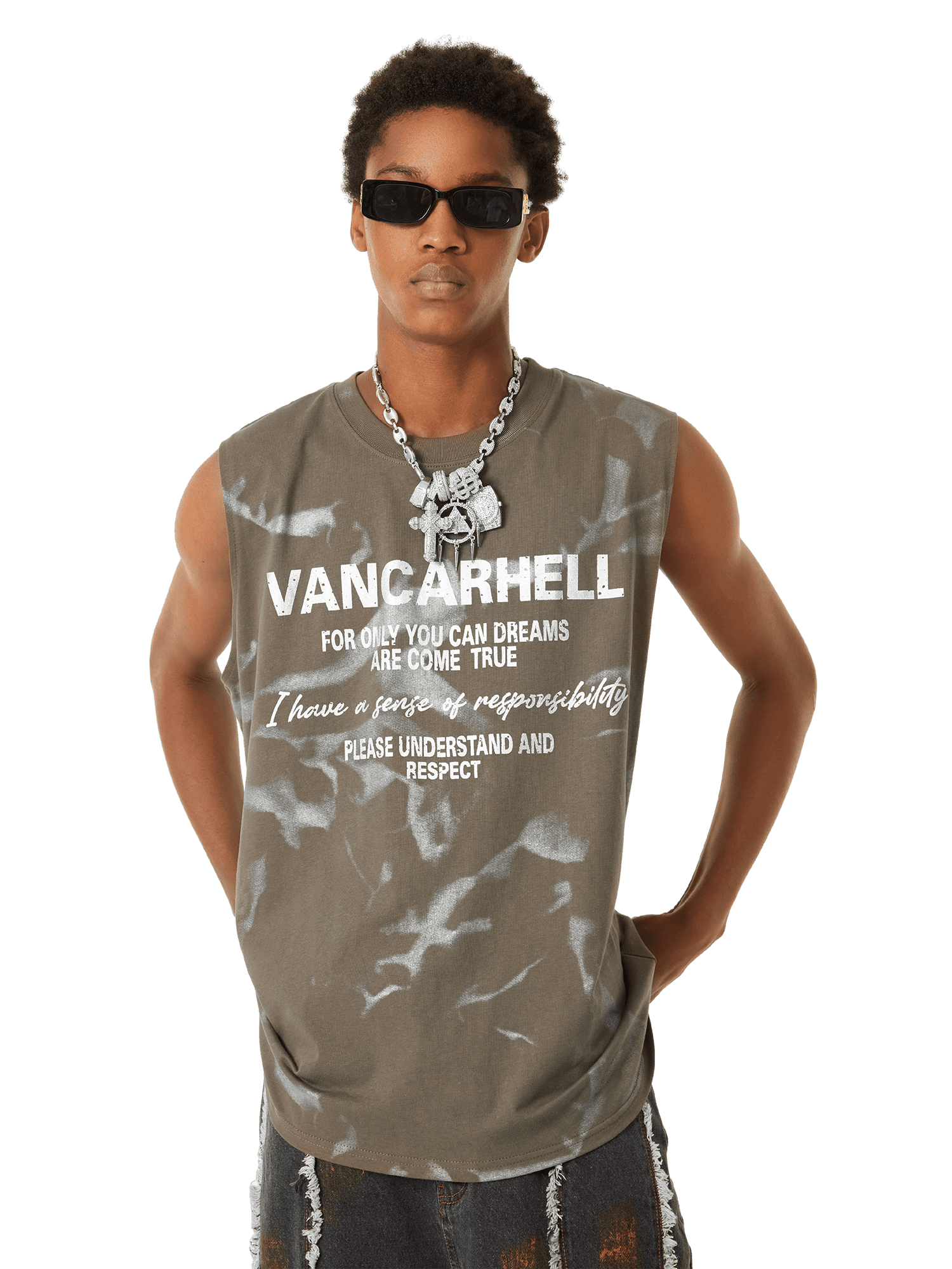 American Street Style Letter Print Vest Streetwear