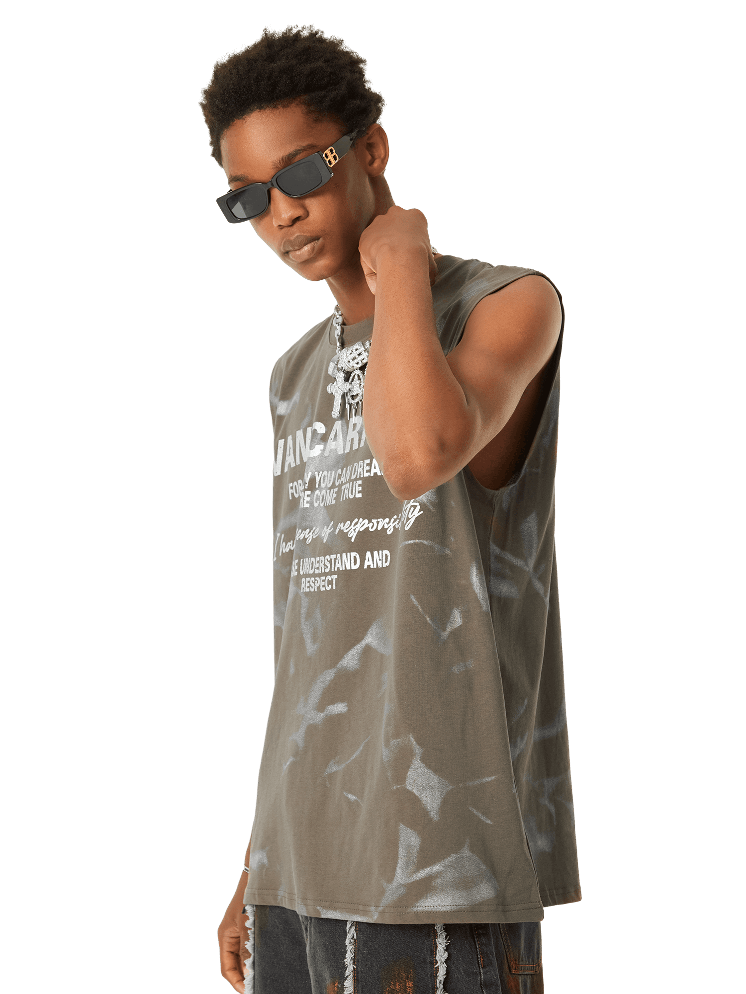 American Street Style Letter Print Vest Streetwear