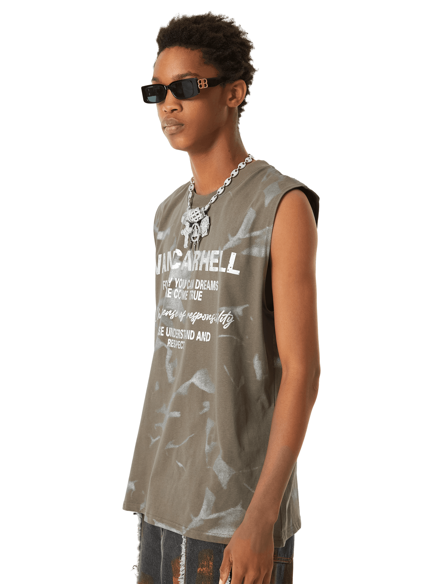 American Street Style Letter Print Vest Streetwear