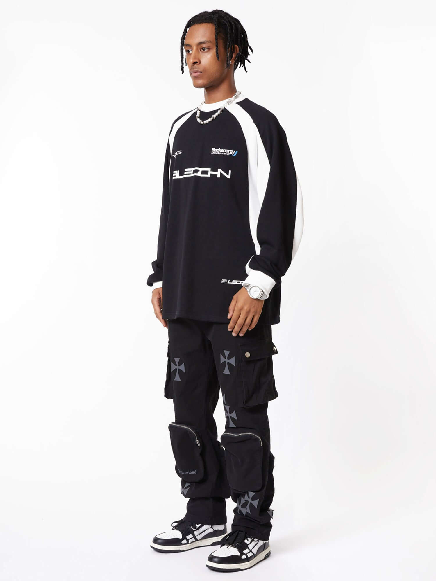 Cross Printed Multi Pocket Casual Pants Streetwear