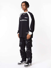 Cross Printed Multi Pocket Casual Pants Streetwear