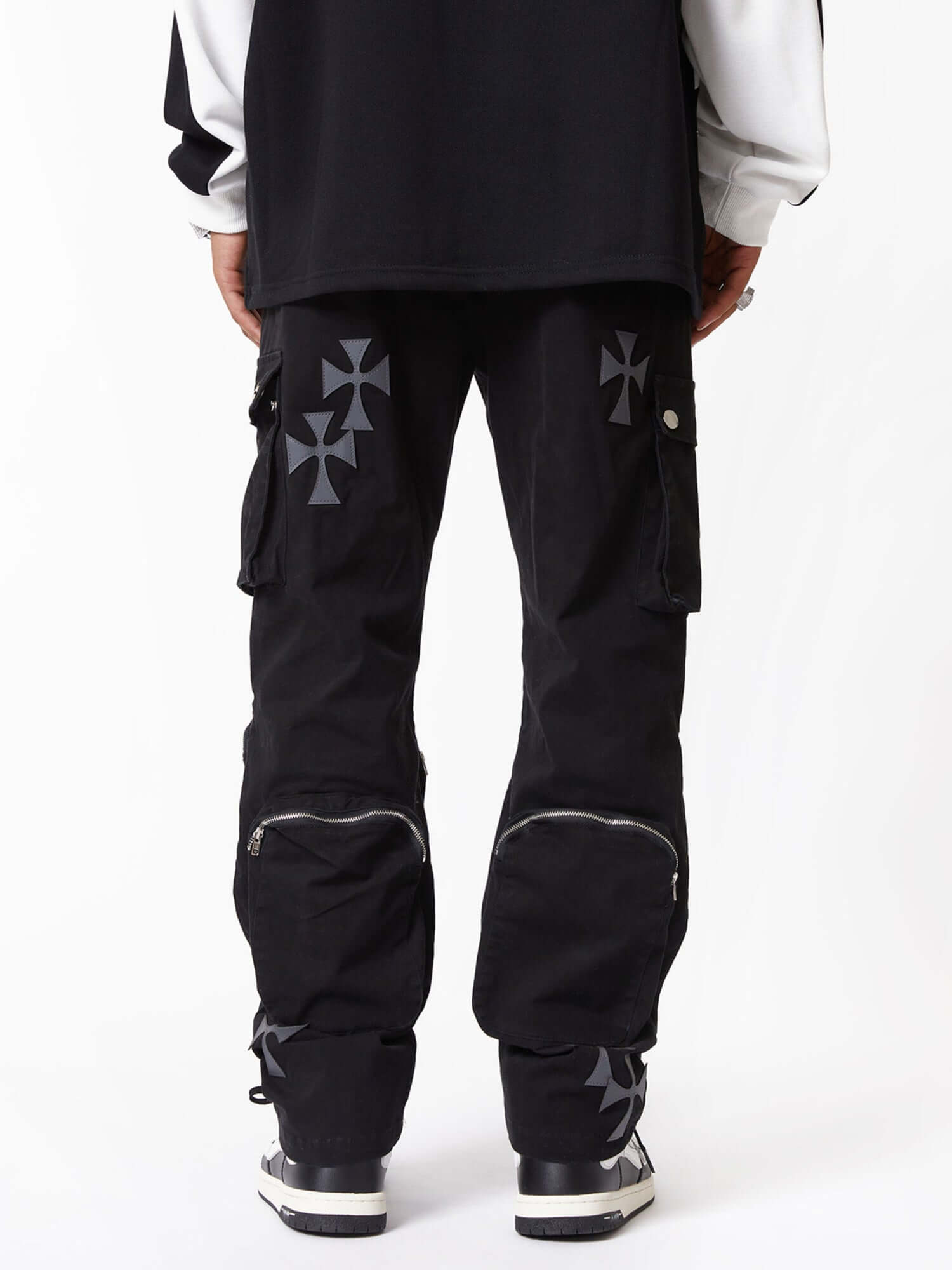 Cross Printed Multi Pocket Casual Pants Streetwear