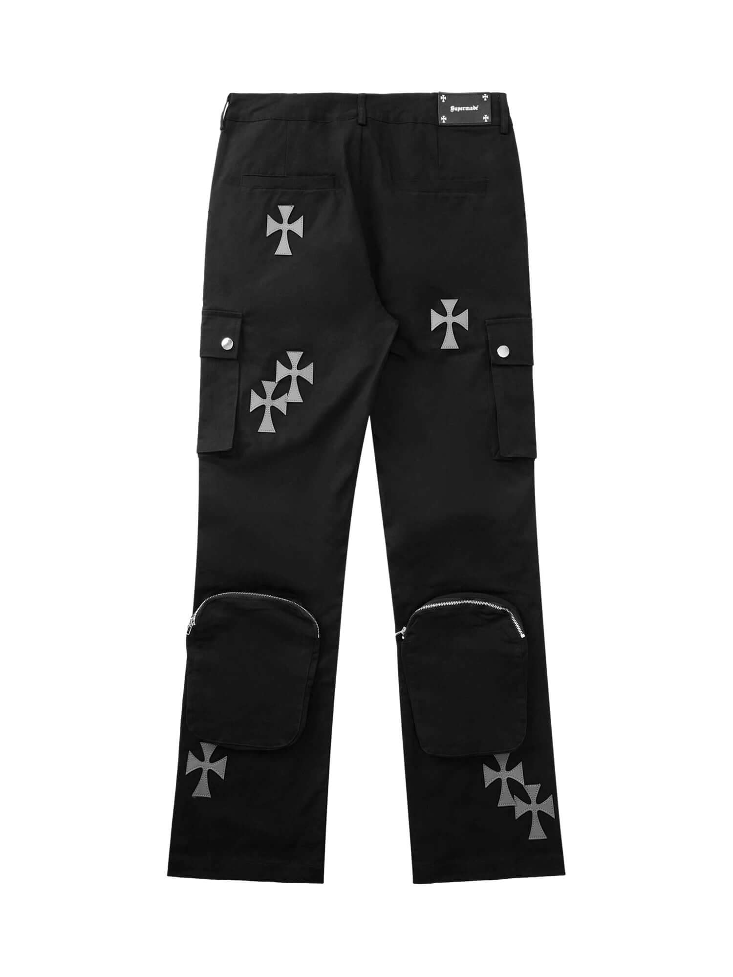 Cross Printed Multi Pocket Casual Pants Streetwear