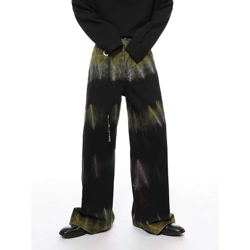 Graffiti Fun Tie Dye Straight Jeans Streetwear