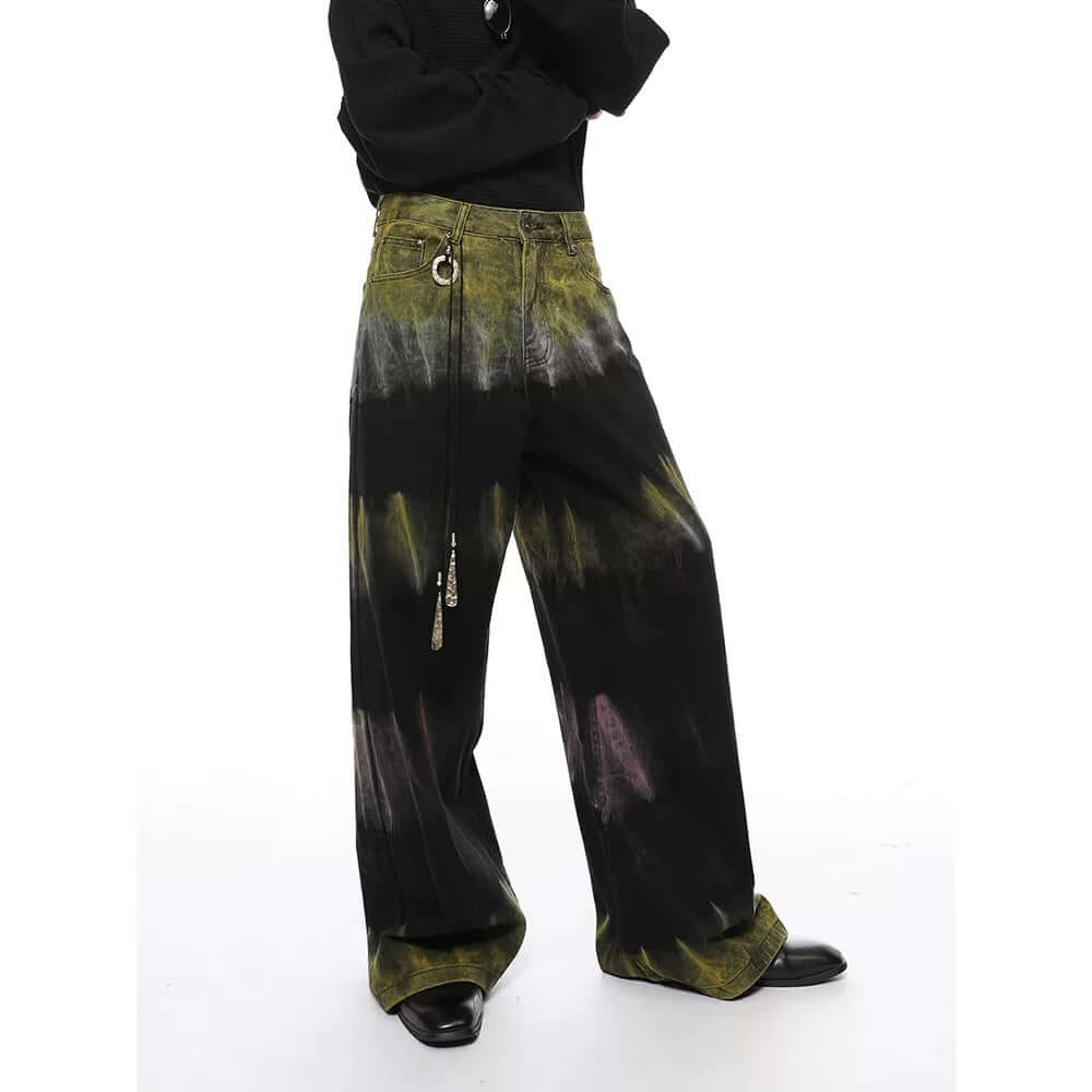Graffiti Fun Tie Dye Straight Jeans Streetwear