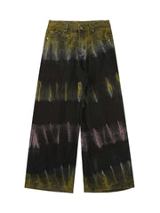 Graffiti Fun Tie Dye Straight Jeans Streetwear