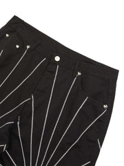 Heavy Spider Web Embroidered Topstitch Jeans Streetwear