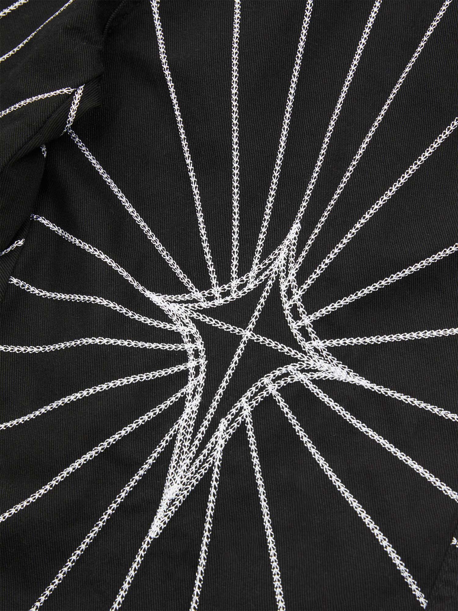 Heavy Spider Web Embroidered Topstitch Jeans Streetwear