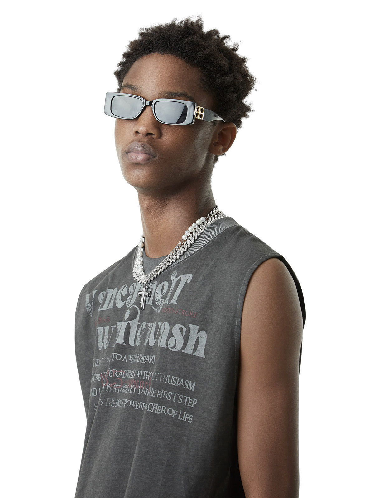 Heavy Worker Washed And Broken Retro Font VEST Streetwear