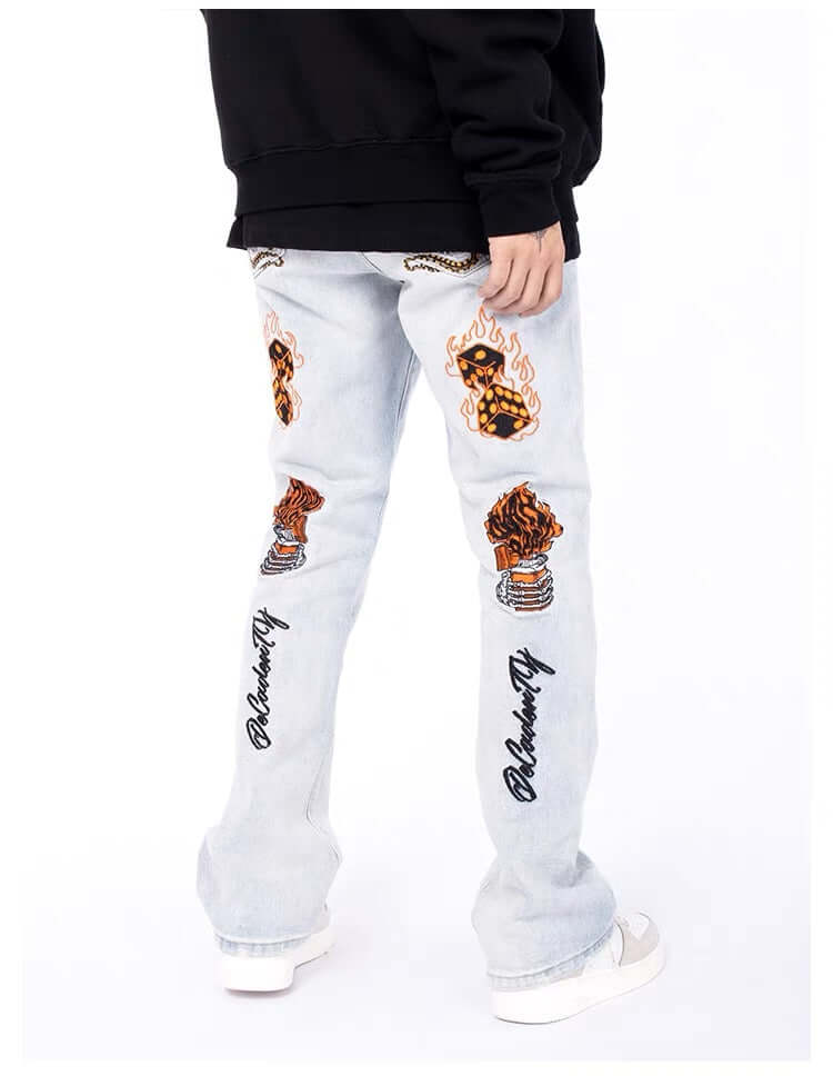 High Street Embroidery Retro Jeans Streetwear