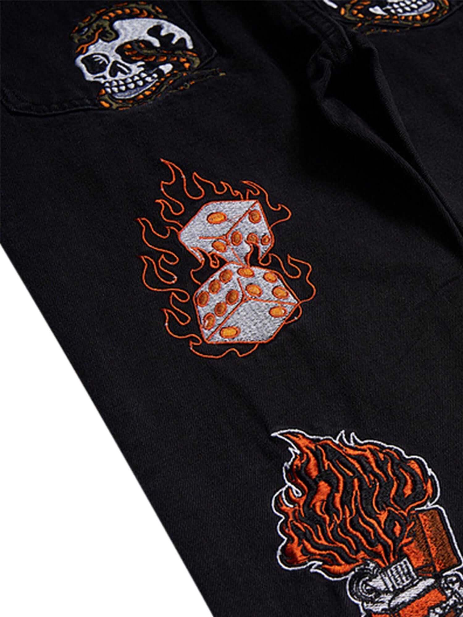 High Street Embroidery Retro Jeans Streetwear