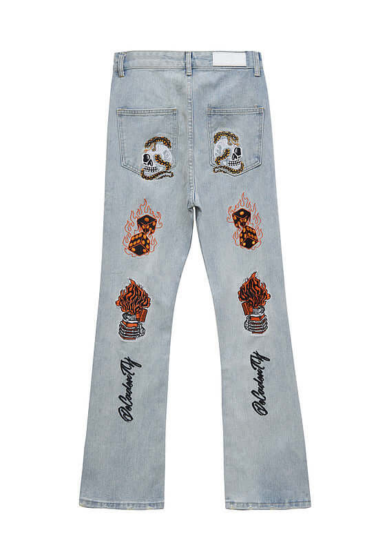 High Street Embroidery Retro Jeans Streetwear