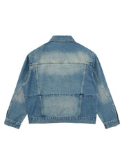 High Street Graffiti Lettered Distressed Washed Denim Jacket