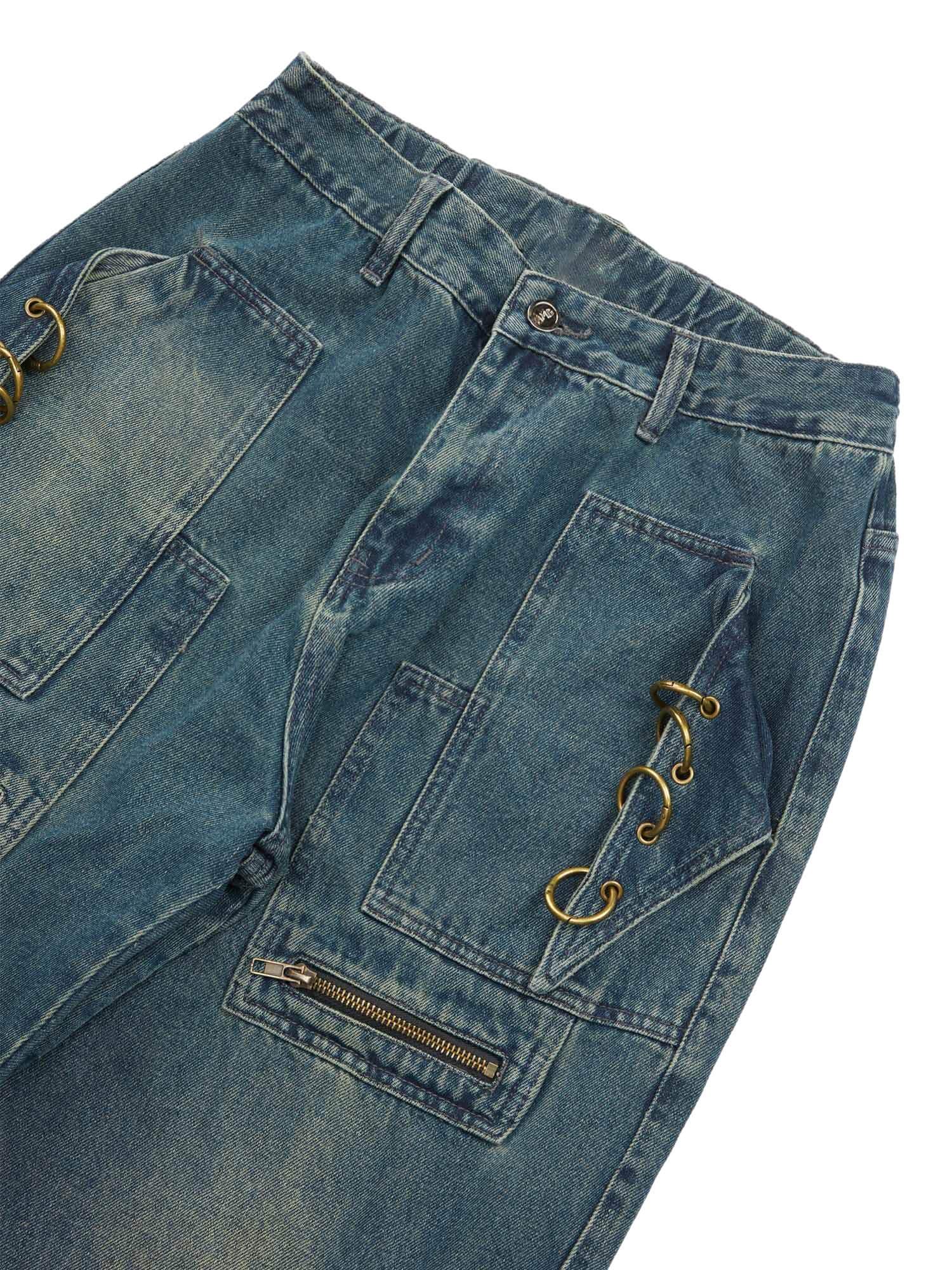 High Street Heavy Duty Design Multi pocket Jeans Streetwear