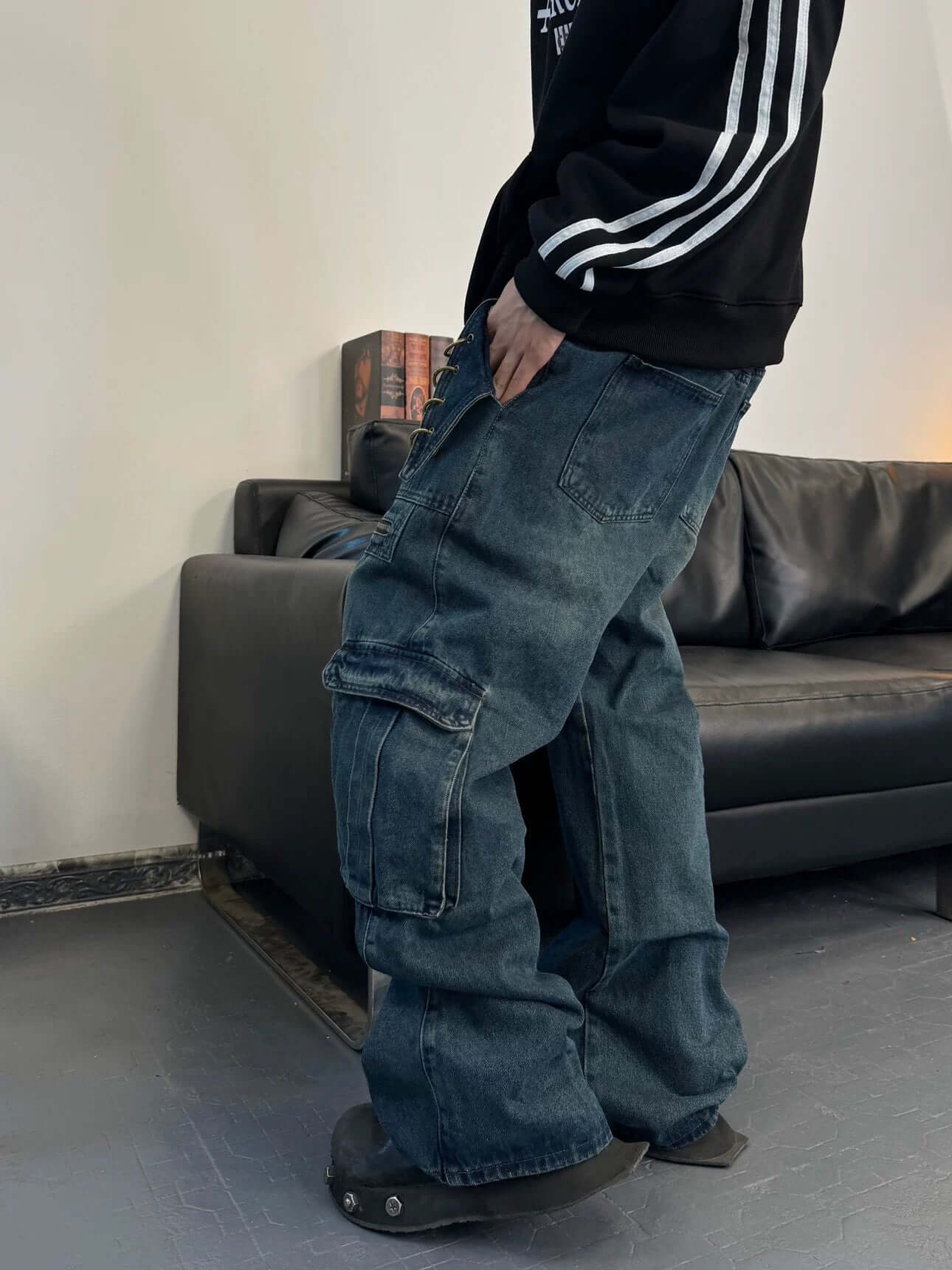 High Street Heavy Duty Design Multi pocket Jeans Streetwear