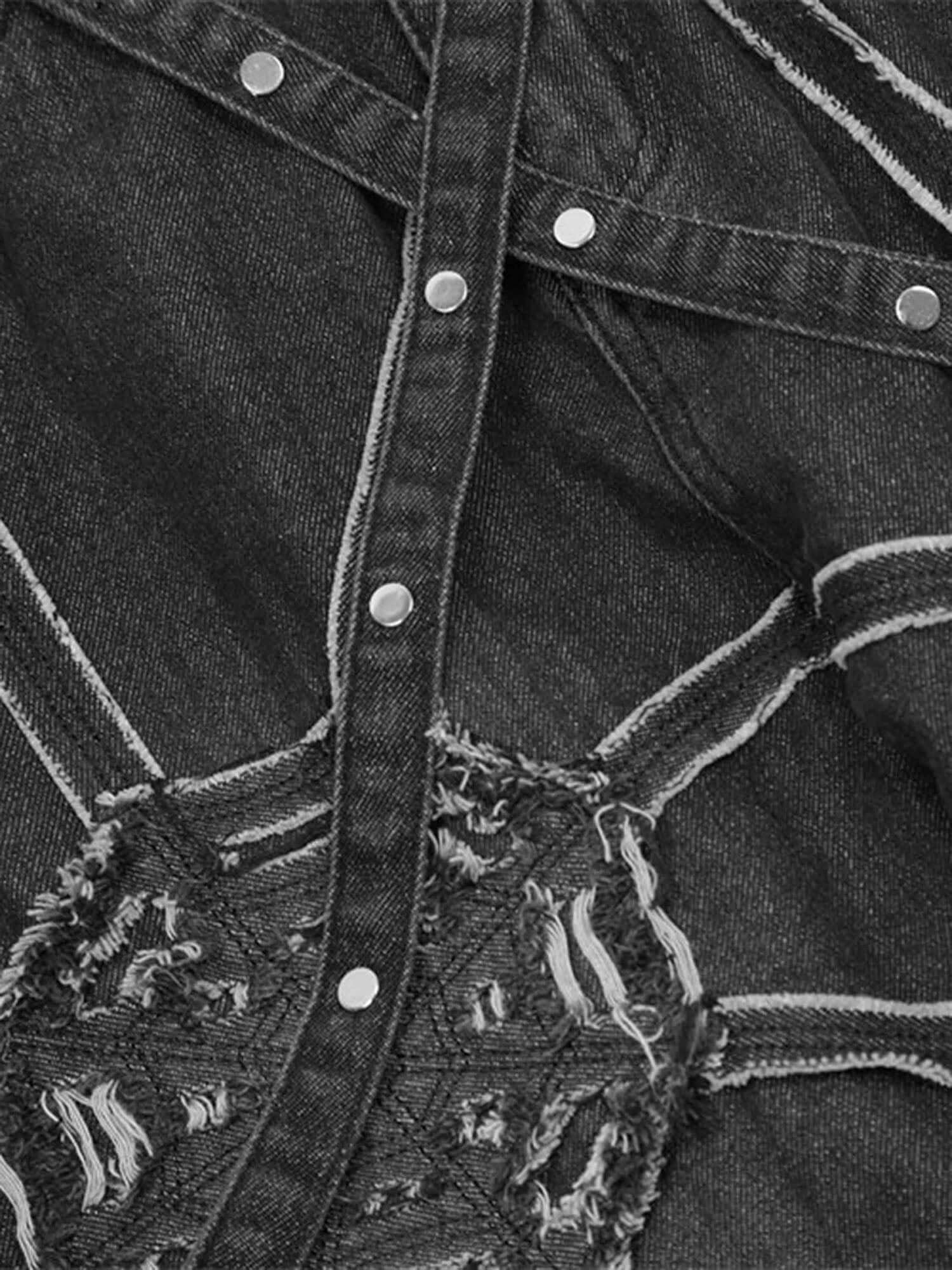High Street Hip Hop Spider Web Denim Pants Streetwear Cargo