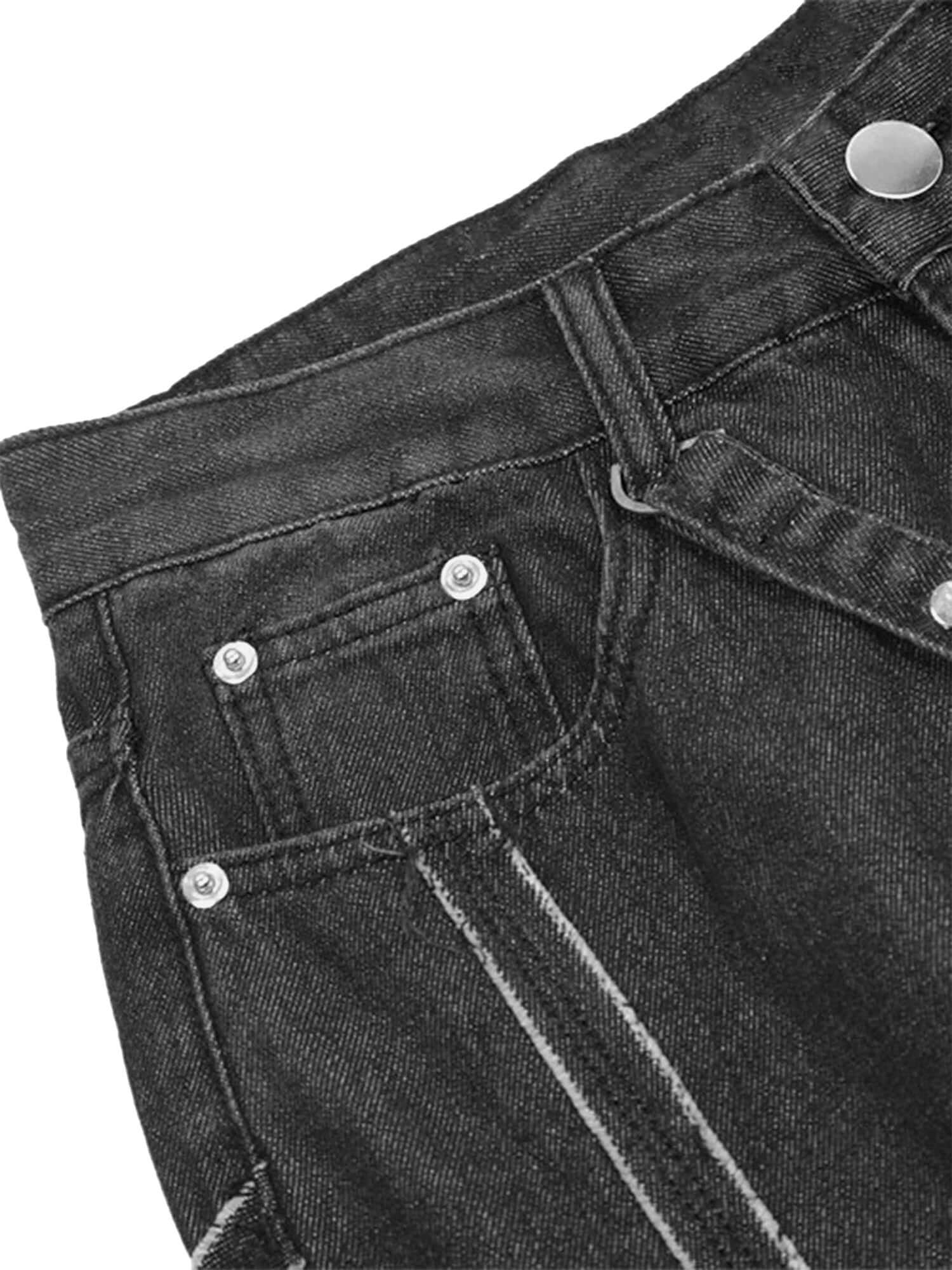 High Street Hip Hop Spider Web Denim Pants Streetwear Cargo
