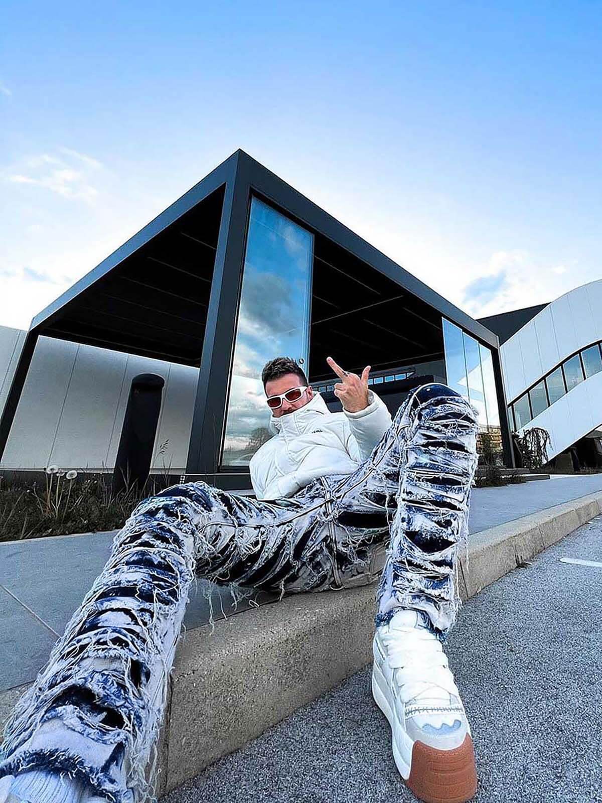 High Street Old Washed Slim Fit Jeans Pants Streetwear
