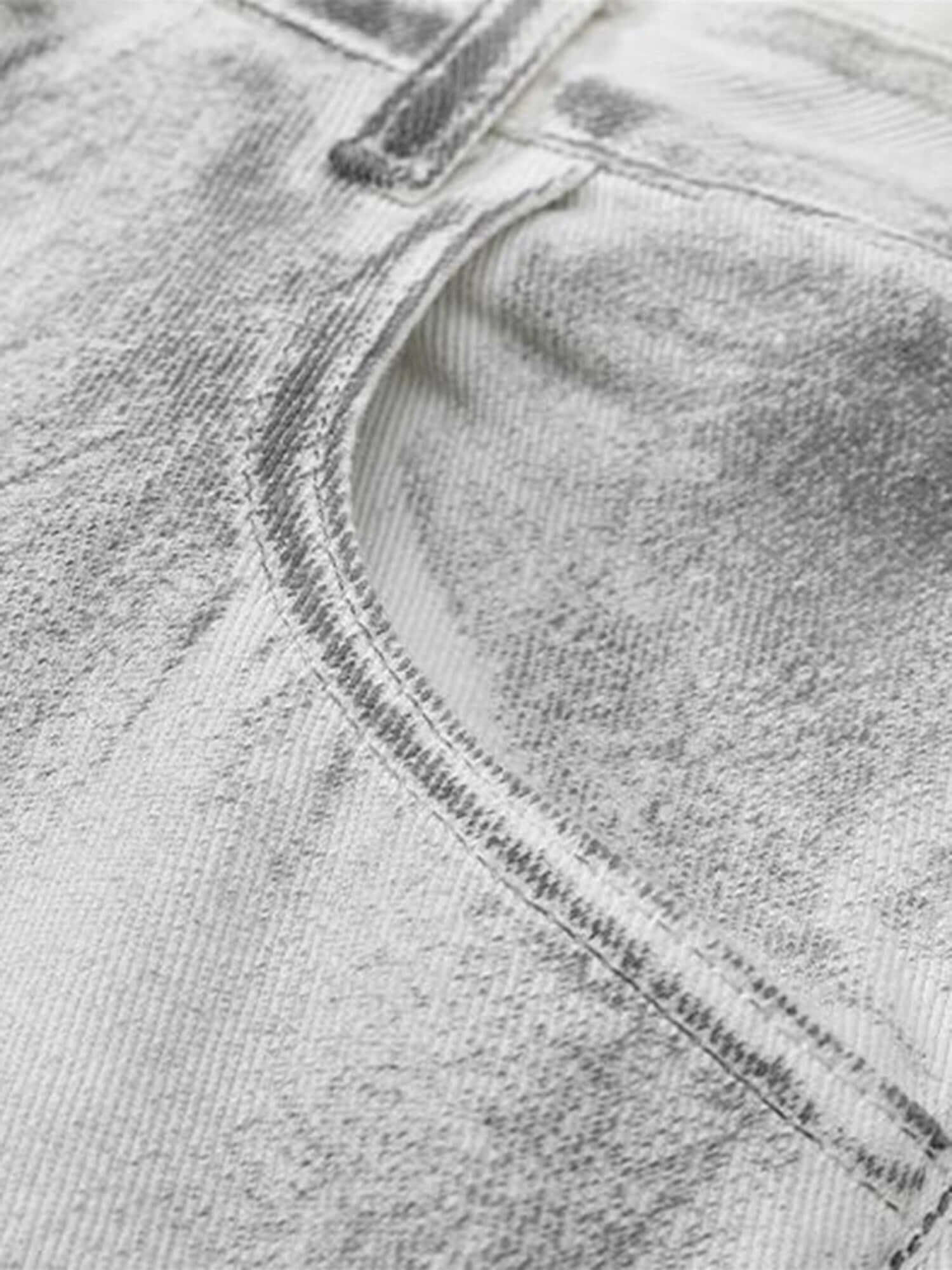 Hip Hop Aged Straight Leg Jeans Streetwear