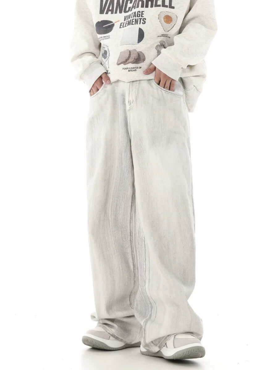 Hip Hop Aged Straight Leg Jeans Streetwear