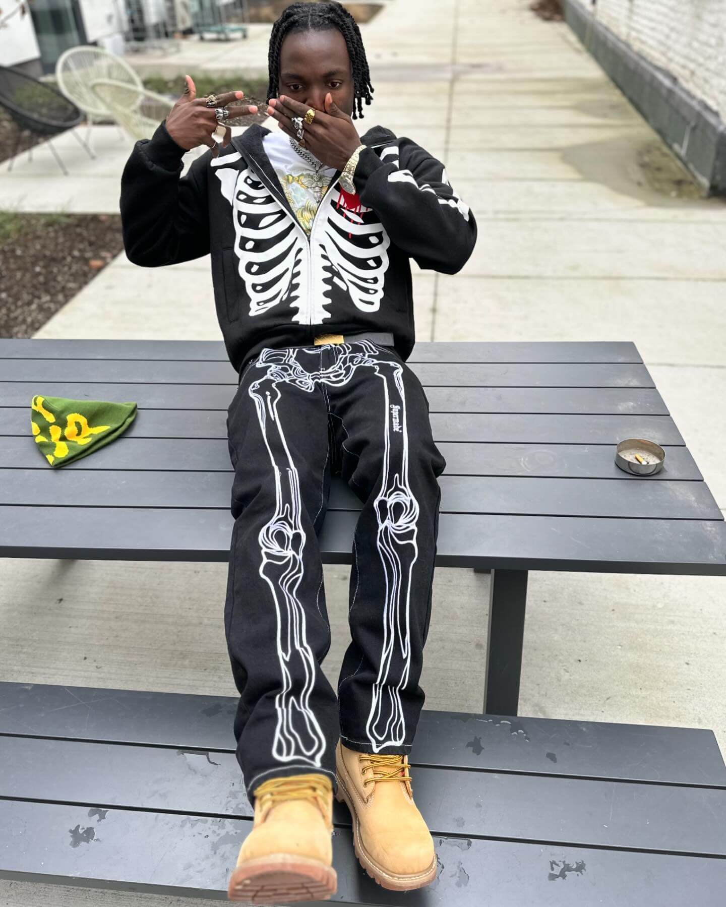 Hip Hop Bones Embroidered Jeans Streetwear