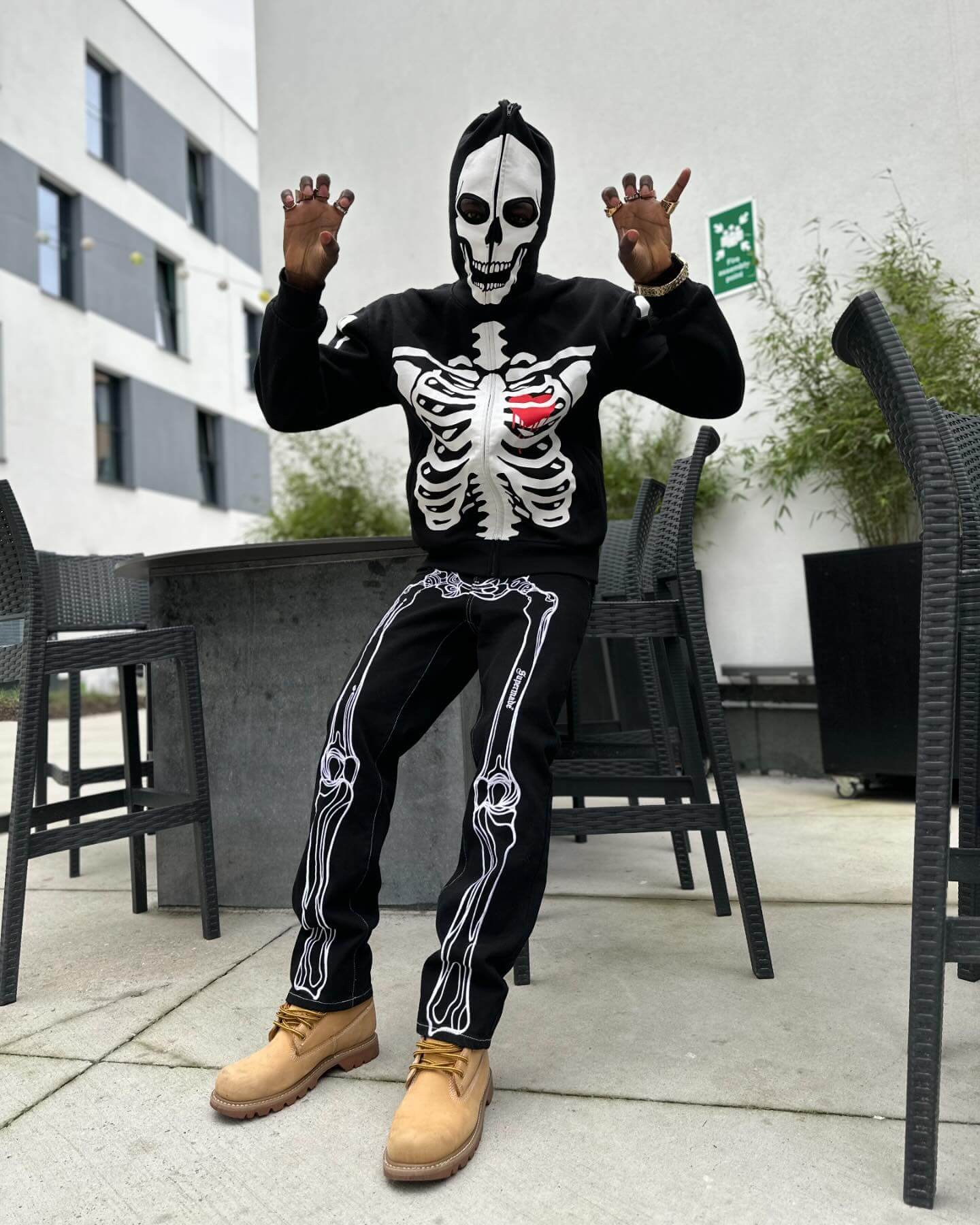 Hip Hop Bones Embroidered Jeans Streetwear