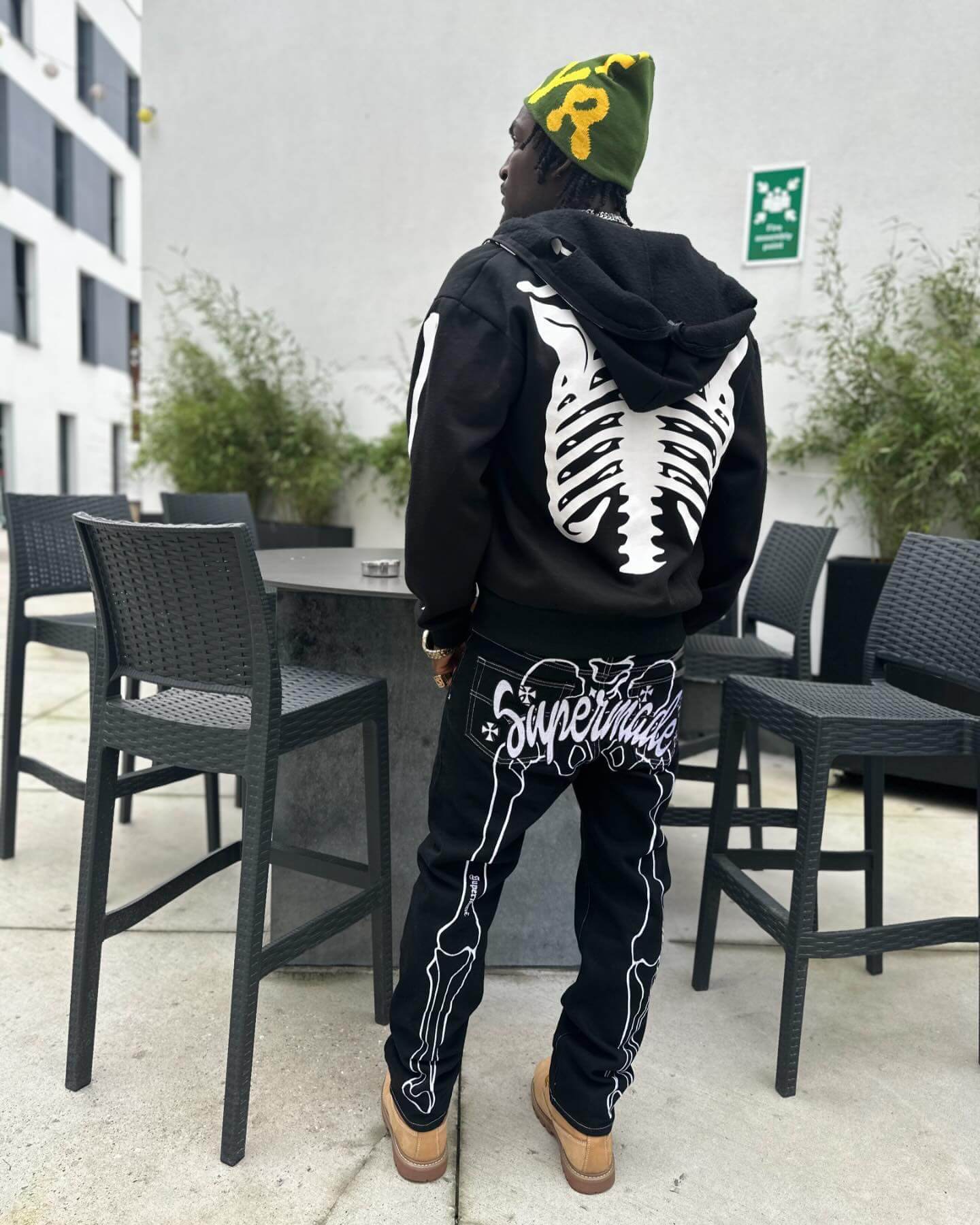 Hip Hop Bones Embroidered Jeans Streetwear