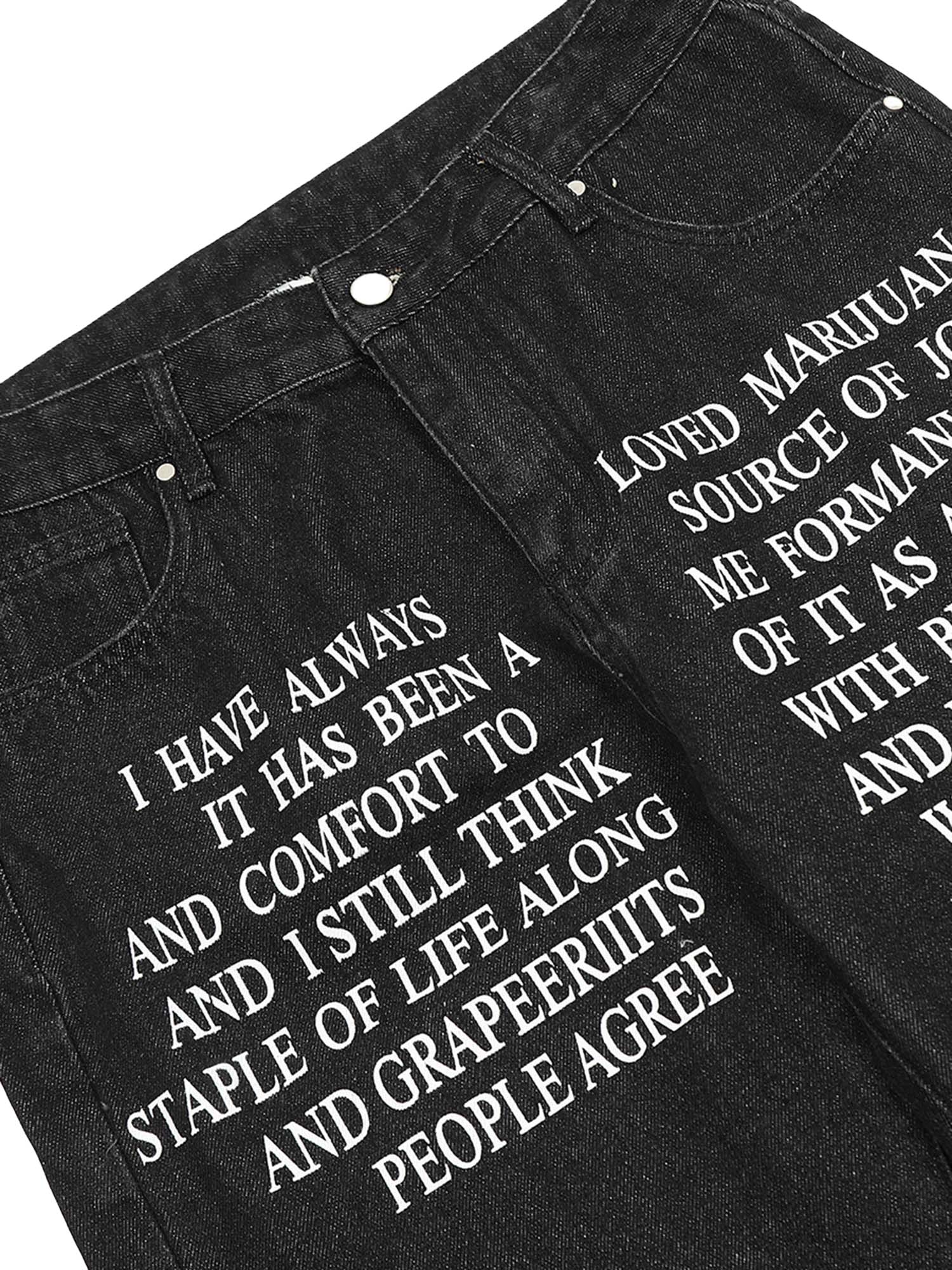 Letter Embroidery Hip Hop Washed Jeans Streetwear