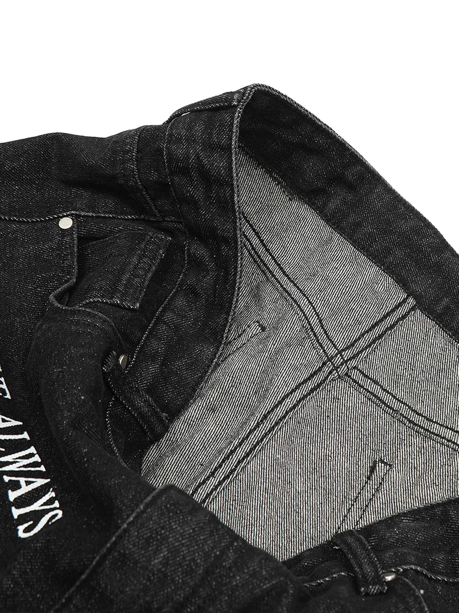 Letter Embroidery Hip Hop Washed Jeans Streetwear