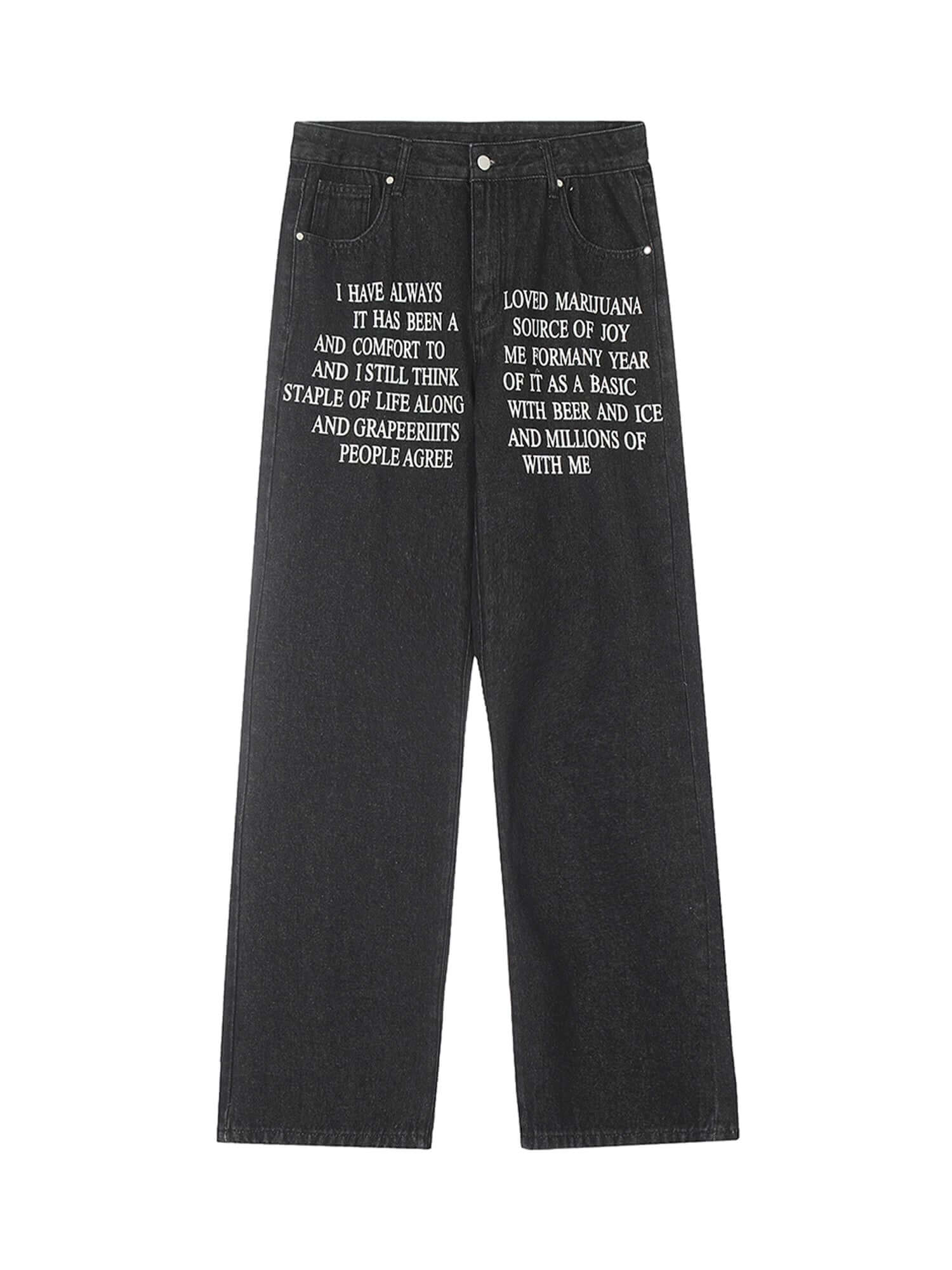 Letter Embroidery Hip Hop Washed Jeans Streetwear
