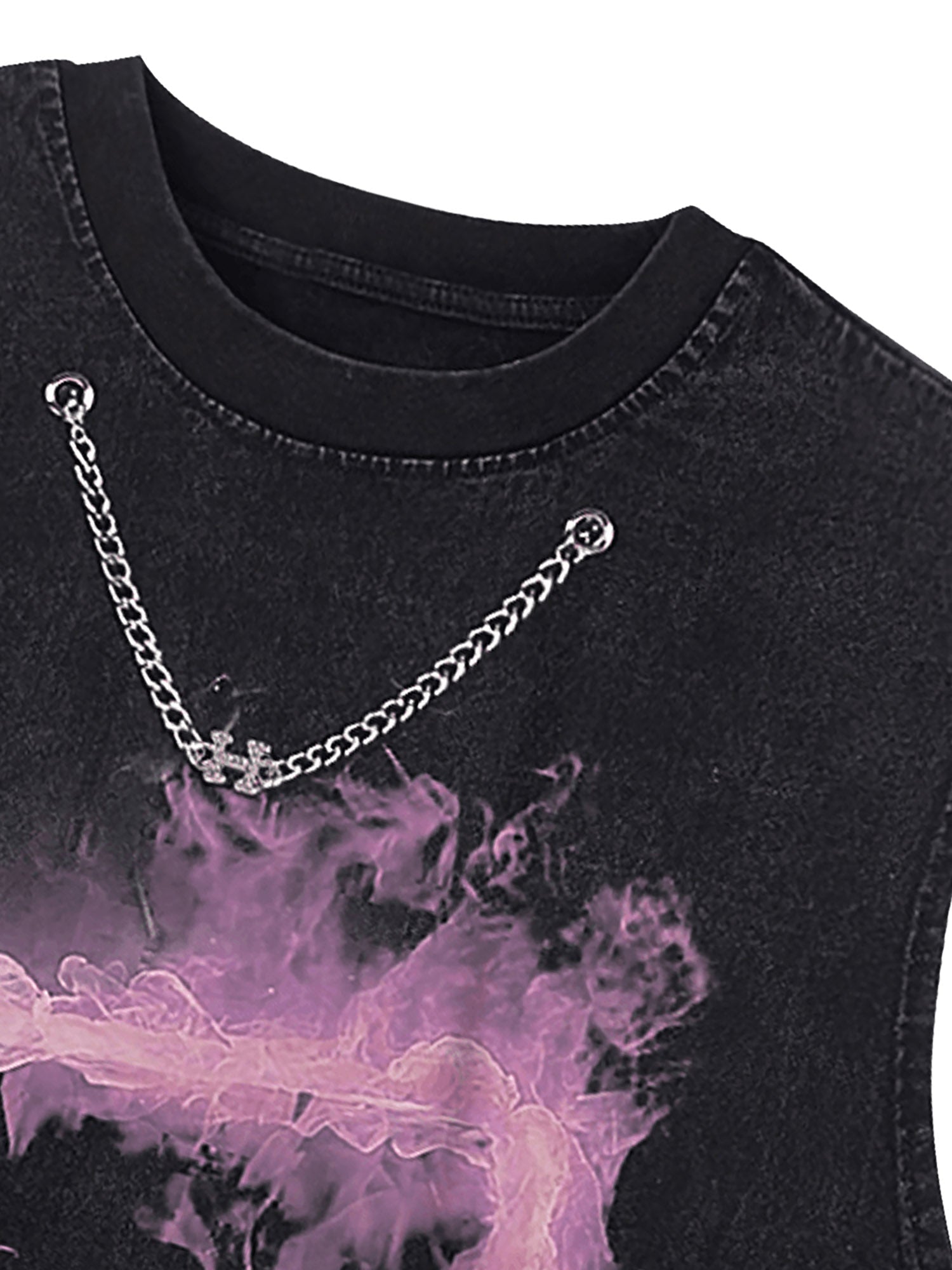 Retro Distressed Washed Smoke Printed Vest Streetwear