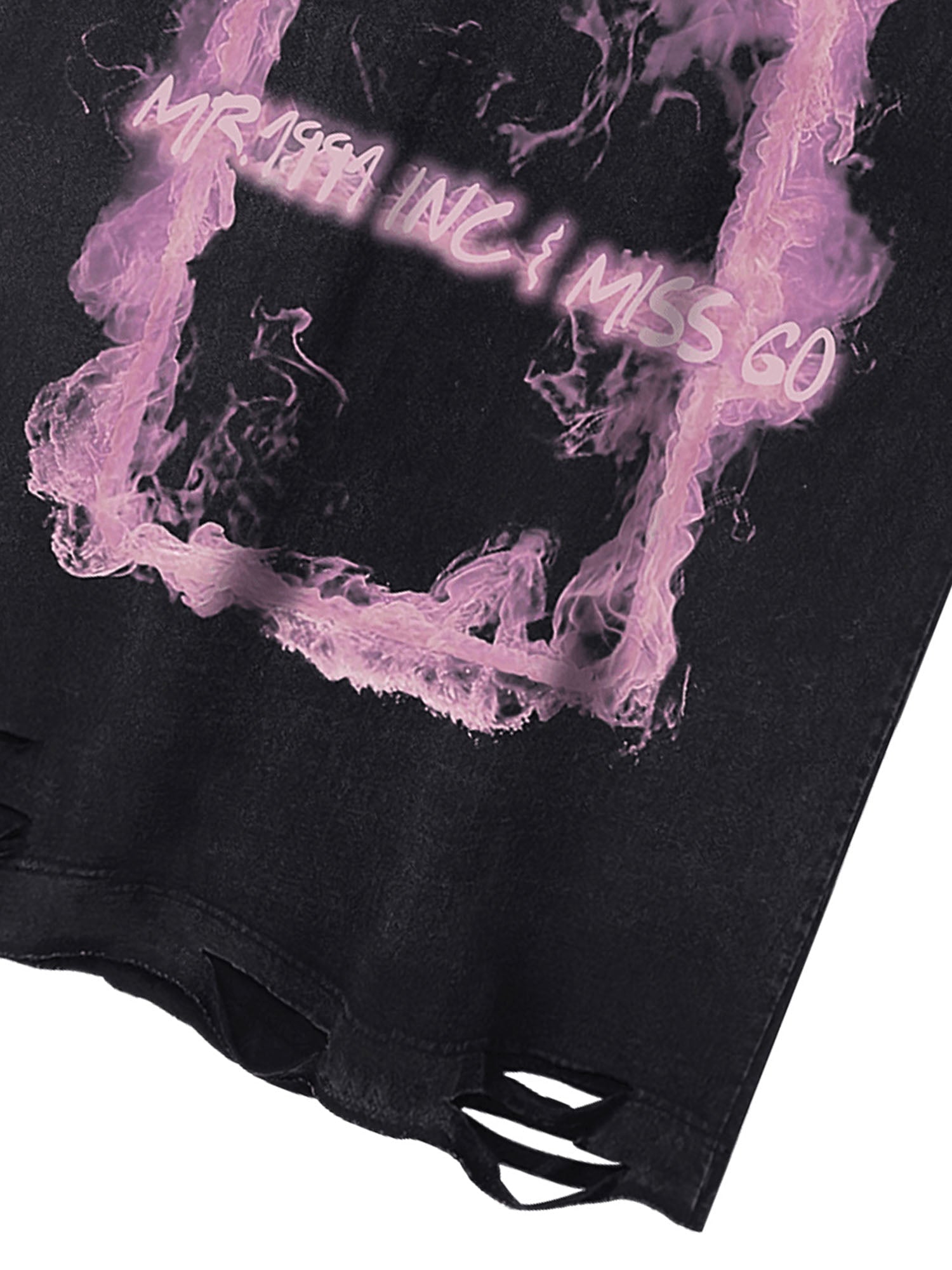 Retro Distressed Washed Smoke Printed Vest Streetwear