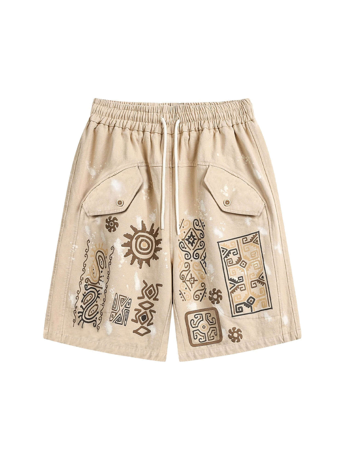 Retro Hieroglyphic Pattern Hip Hop Shorts Streetwear