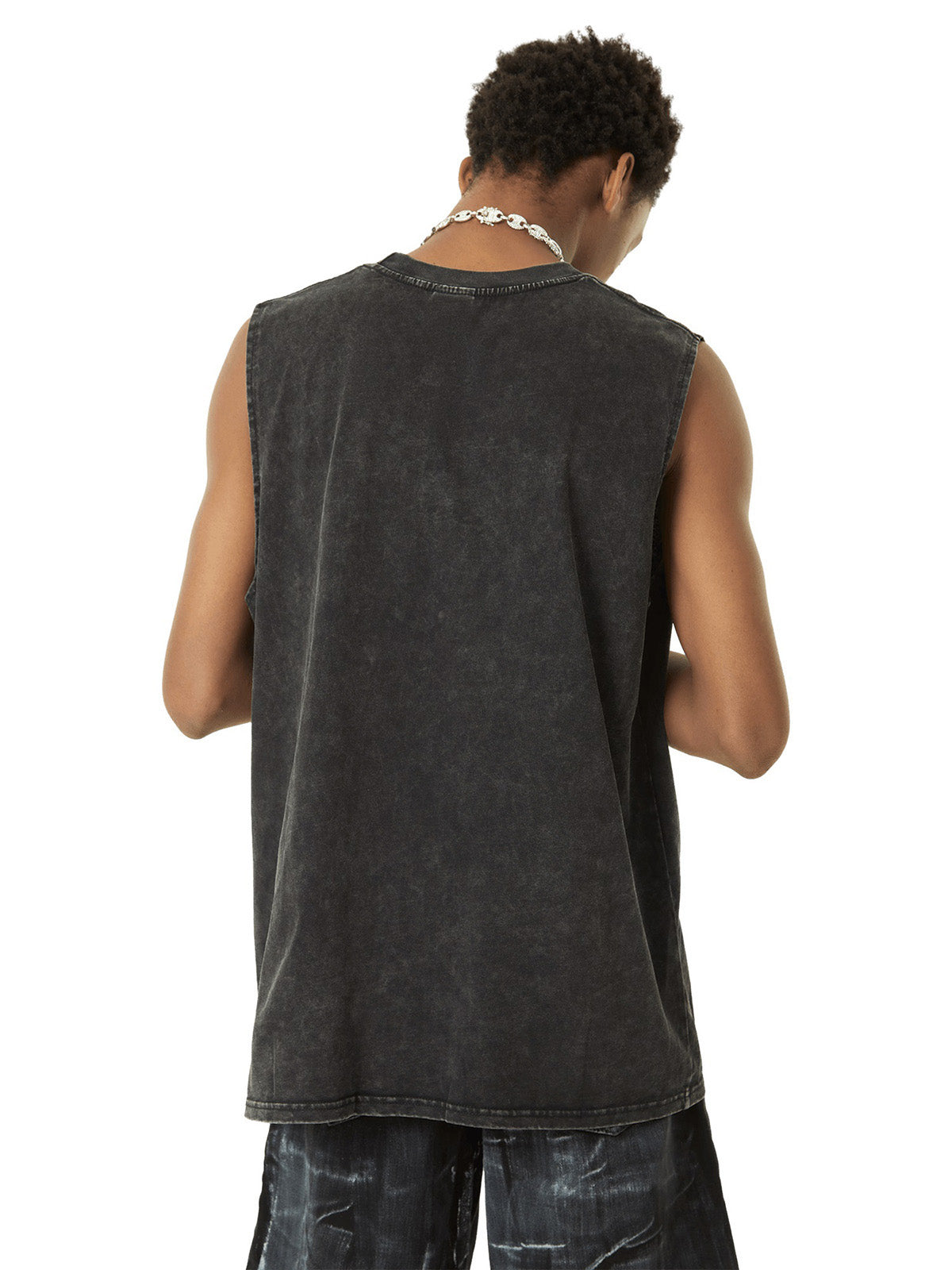 Retro Washed Character Thorns Street Rap Vest Streetwear