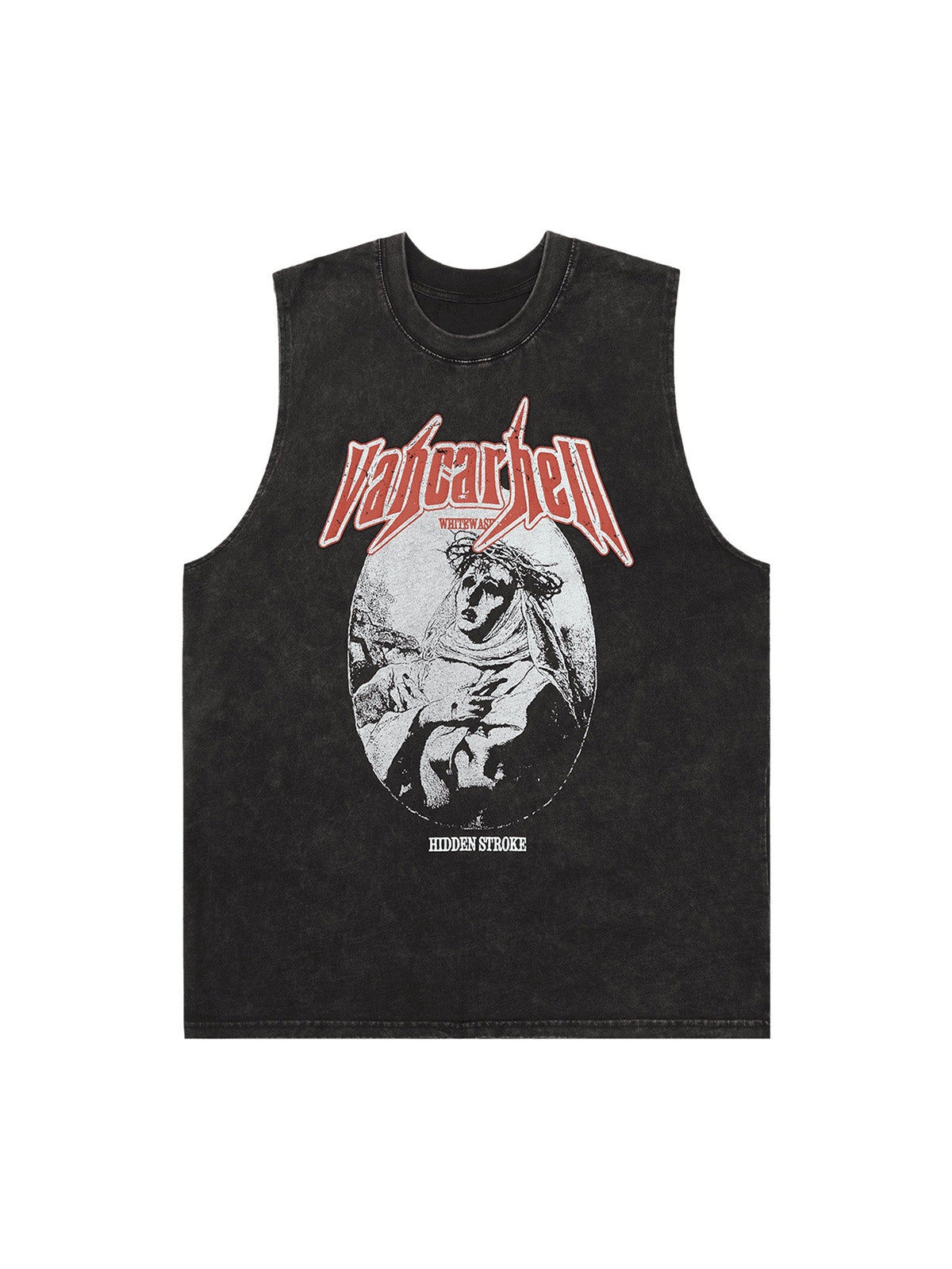 Retro Washed Character Thorns Street Rap Vest Streetwear