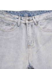 Skull Flame Monogram Embroidered Slim Fit Jeans Streetwear