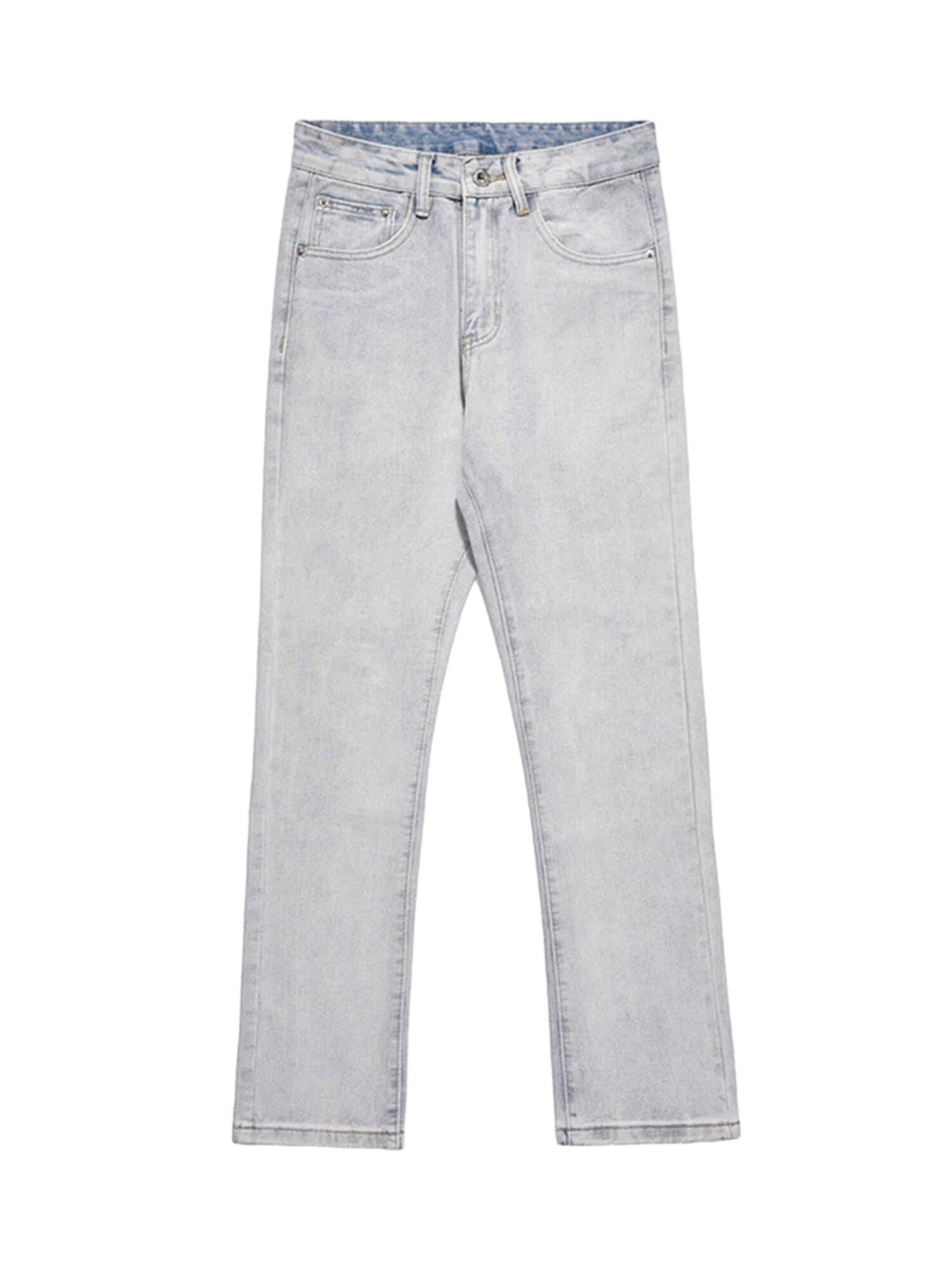Skull Flame Monogram Embroidered Slim Fit Jeans Streetwear