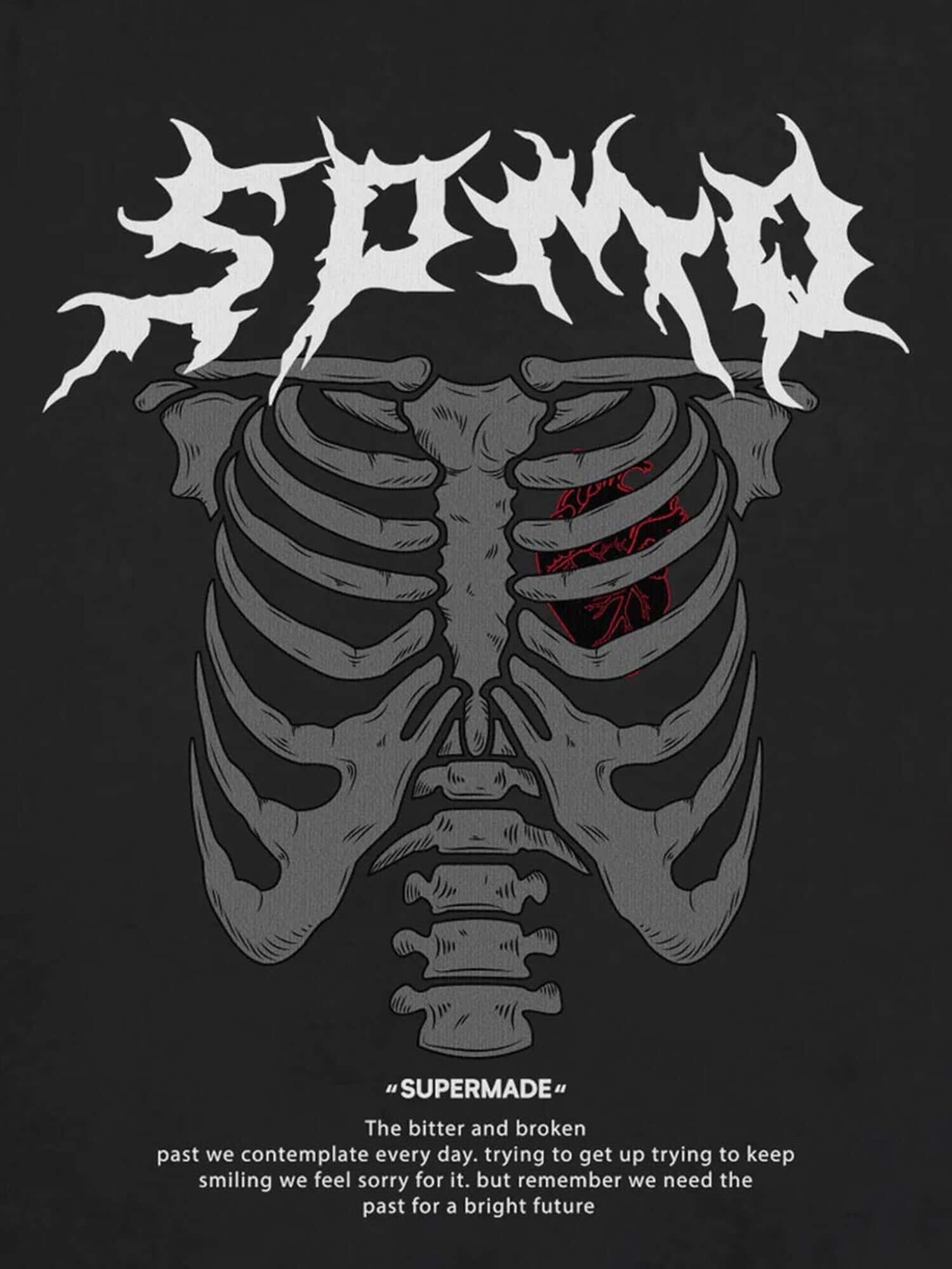 Skull Print Hoodie Streetwear Gothic