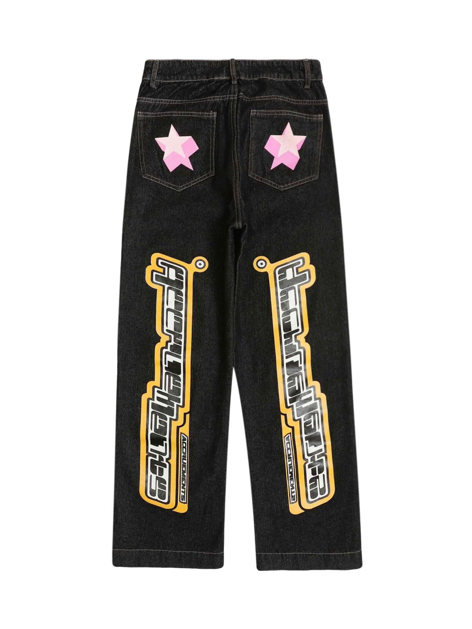 Star Letter Print Jeans Streetwear