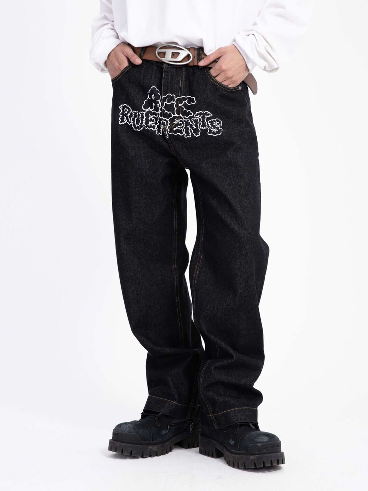 Star Letter Print Jeans Streetwear