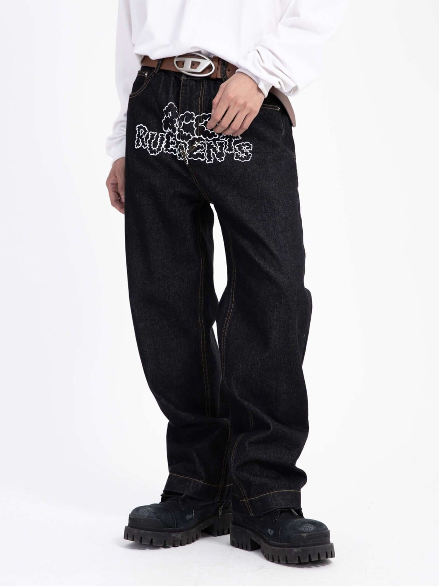 Star Letter Print Jeans Streetwear