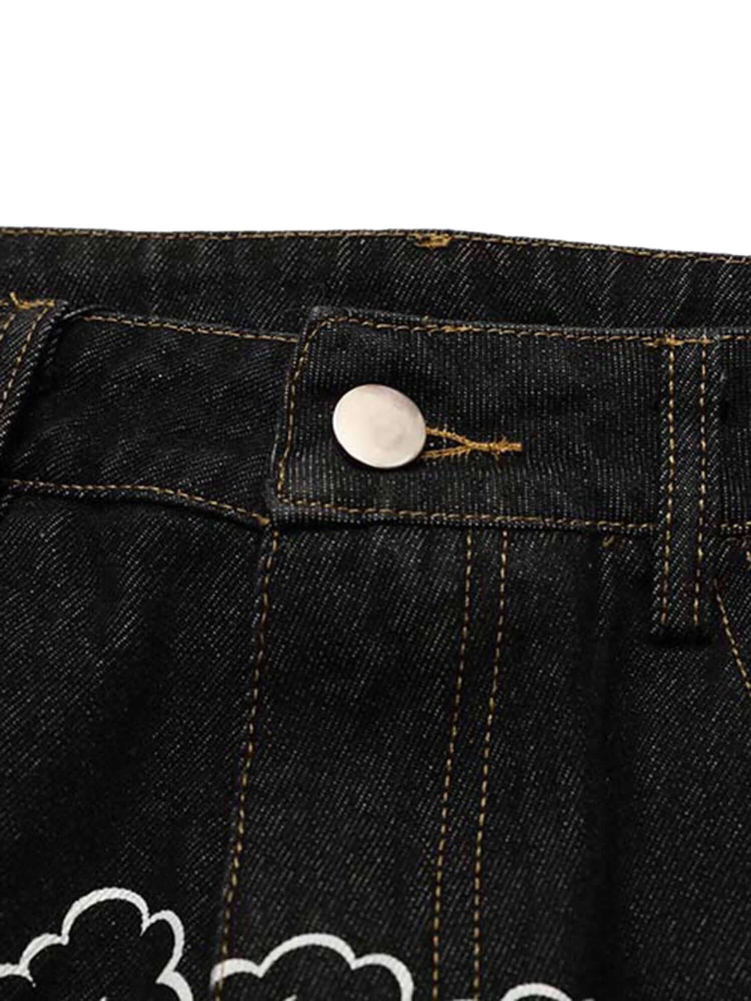 Star Letter Print Jeans Streetwear