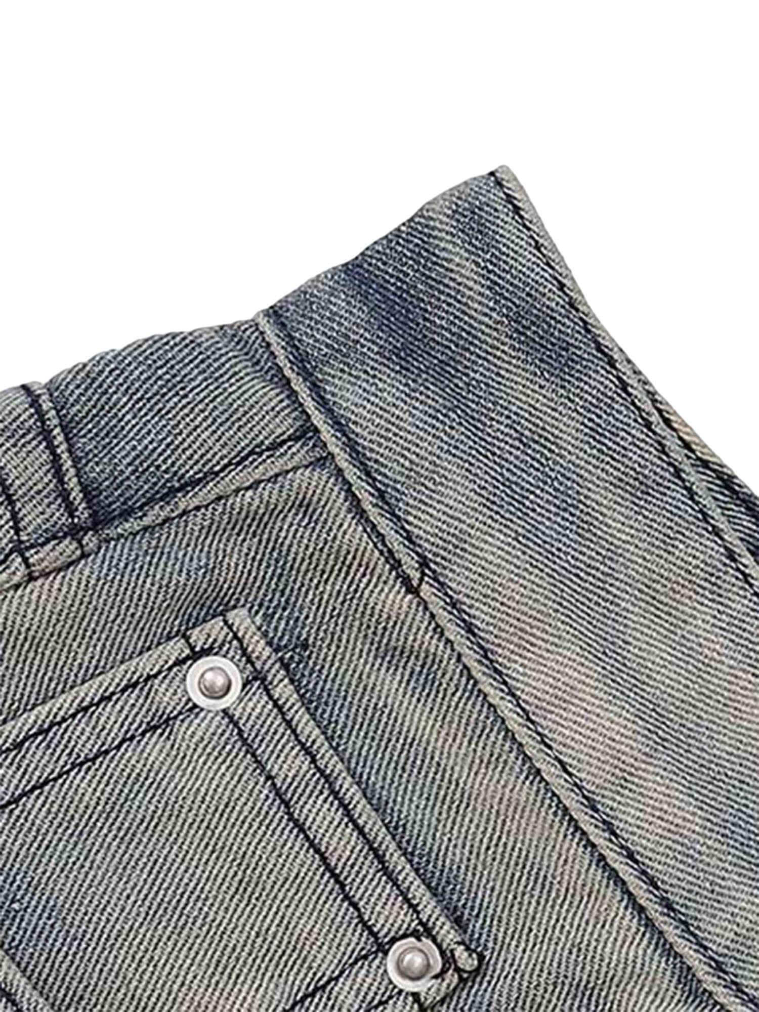 Vintage Ink Splash Washed And Distressed Jeans Streetwear