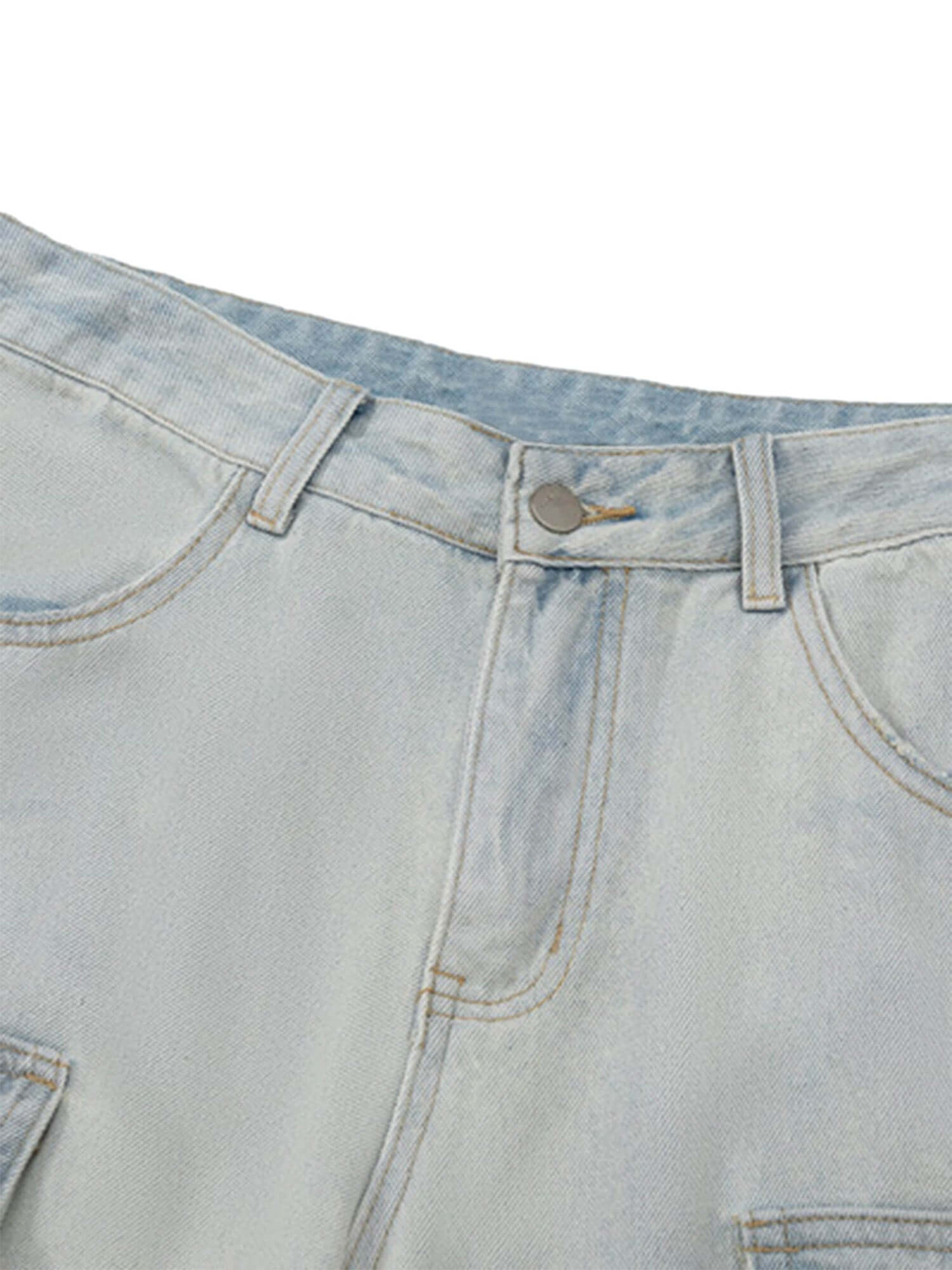 Vintage Washed Multi pocket Work Jeans Streetwear