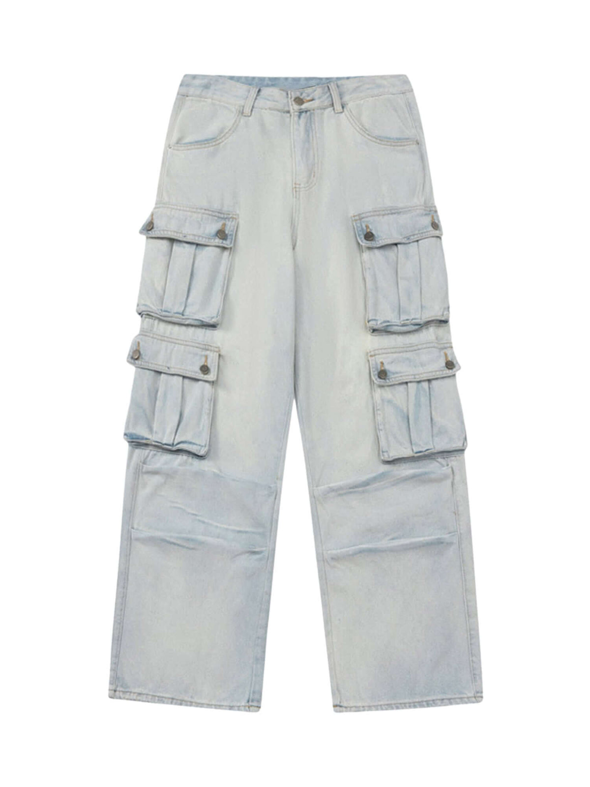 Vintage Washed Multi pocket Work Jeans Streetwear